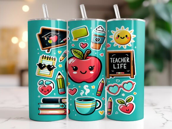 20 Oz Teacher Life Tumbler Wrap PNG Review