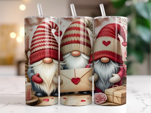 20oz Valentine Gnome Hearts Tumbler Wrap Review