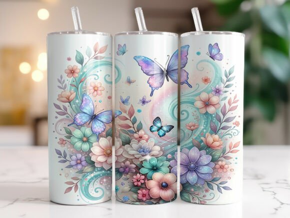 Butterfly Wildflower Glitter Tumbler PNG Review
