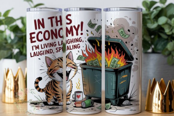 Cat Burning Money Tumbler Wrap PNG Review