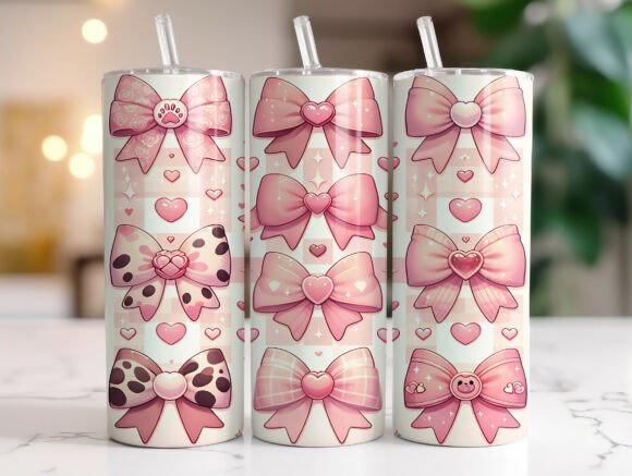 Cute Pink Ribbon Bow Pattern Tumbler PNG Review