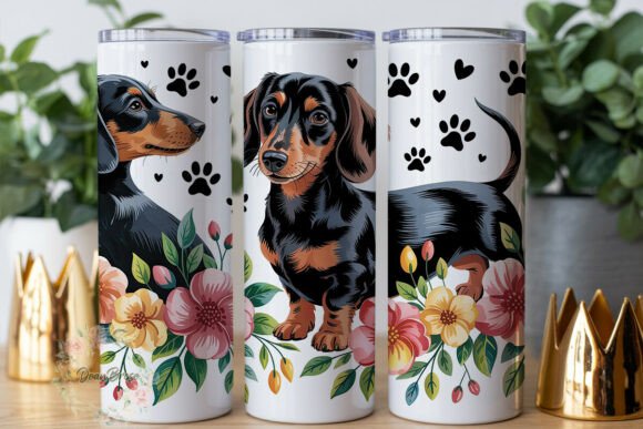 Dachshund Floral Paw Print Skinny PNG Review