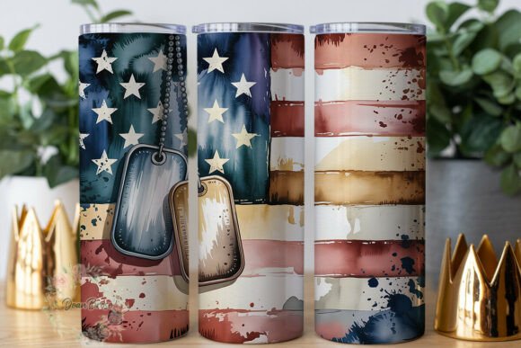 Distressed Flag Dog Tag 20oz Tumbler Wra Review