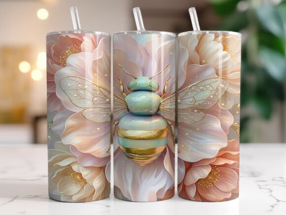 Elegant Honey Bee Floral Tumbler Wrap