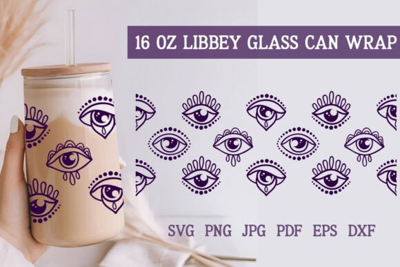Feminine Evil Eye Glass Can Wrap SVG Review