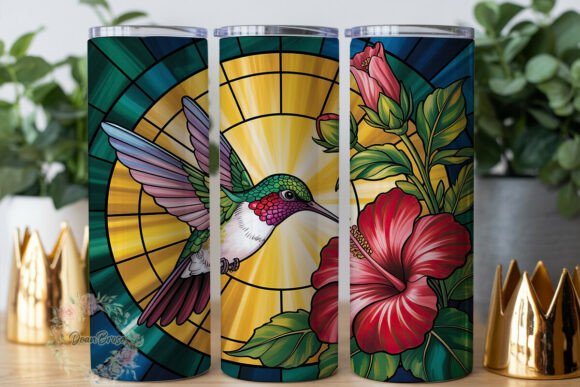 Hummingbird Hibiscus Stained Glass PNG Review