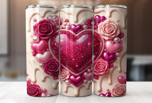 Pink Heart Rose Glitter Tumbler Wrap Review