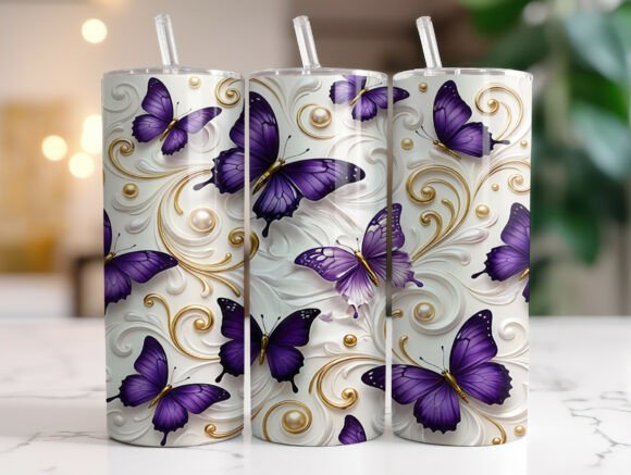 Purple Butterfly Gold Swirl Tumbler Wrap Review