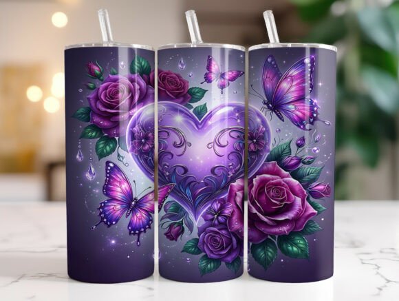 Purple Heart Floral Butterfly Tumbler Review