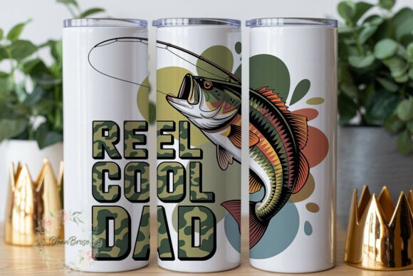 Reel Cool Dad Fish Design 20oz Wrap