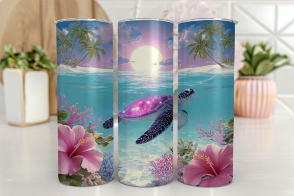 Sea Turtle Tumbler PNG Floral Review
