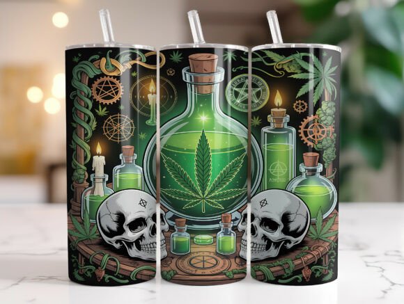 Skull Marijuana 20oz Tumbler Wrap PNG Review