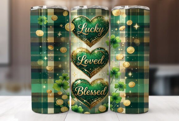 St Patricks Plaid Heart Tumbler Wrap PNG Review