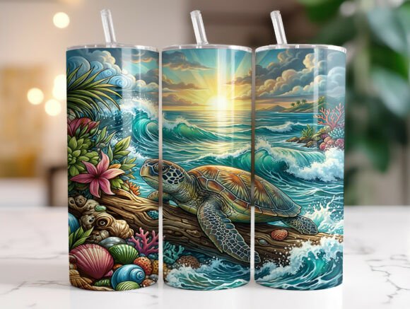 Tropical Ocean Turtle Sunset Tumbler Review