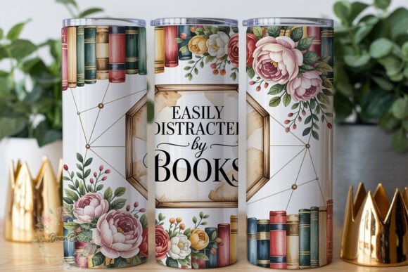Vintage Book Lover Floral 20oz Tumbler